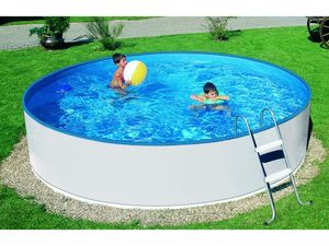 Bazénový set s oceľovou stenou AZURO Basic V3, Ø 240 x 90 cm, bazén, vnútorná vložka, rebrík, s filtračným systémom Skimfilter Azuro 2000