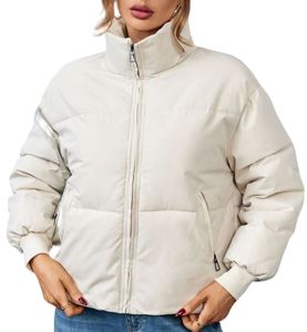 ASKSA Dámská péřová bunda s kapucí Teplá prošívaná zimní bunda Lehká příležitostná zimní bunda Outdoorová bunda, bílá, XL