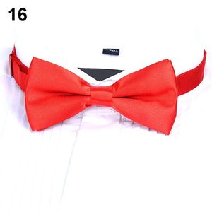Neuankömmling Herrenmode Einfarbige Fliege Polyester Vorgebundene Hochzeitsfliege Anzüge Krawatte-Rot