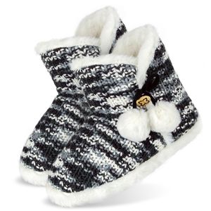 Warme Hausschuhe Damen Homeboots mit Zierknopf und Puschel Bommeln - Darksky - 36/37