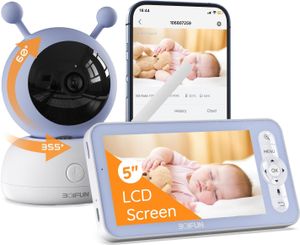 BOIFUN 5" dětská chůvička s kamerou PTZ 1080P, sledování teploty a vlhkosti, mobilní aplikace