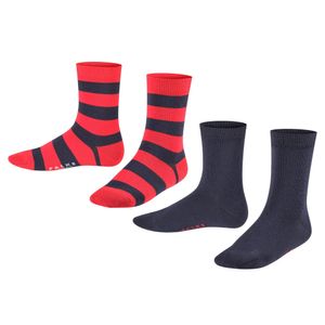 FALKE dětské ponožky, 2-pack - Happy Stripe, krátké ponožky, pruhované modré/červené 35-38