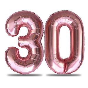 Oblique Unique XXL Folien Luftballon Zahl 30 für Geburtstag Jubiläum Hochzeitstag Party Deko Ballons - rosé