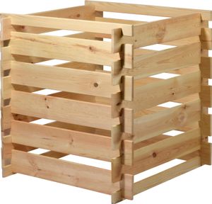dobar Quadratischer Holz-Komposter "Stecki", Kompostbehälter mit Stecksystem, 78 x 78 x 78 cm, Kiefer