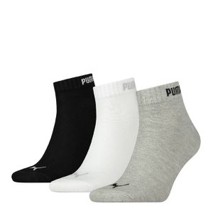 Puma - "Quarter" kotníkové ponožky pro ženy (3-pack) CS827 (34 EU - 38 EU) (černá/bílá/šedá)