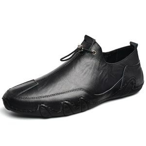 [Sewing Slip-On] Herren Freizeitschuhe Leder High Loafers Flats Soft Light Schuhe Herren Fahrschuhe