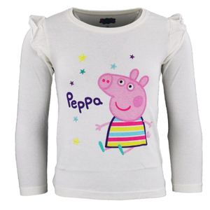 PEPPA Wutz Pig Kinder T-Shirt langarm für Mädchen – Weiß / 116