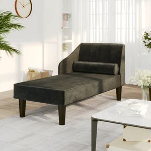 Leap Chaiselongue mit Nackenrolle Schwarz Samt Möbel Sofas Farbe Schwarz 0 0 0 0