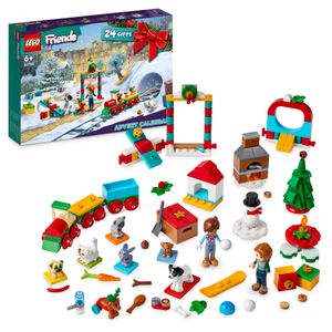 LEGO 41758 Friends Adventskalender 2023, Weihnachtskalender mit 24 Geschenken, darunter 8 Tier-Figuren, 2 Mini-Puppen und festliches Spielzeug, Advents-Geschenke zu Weihnachten für Kinder