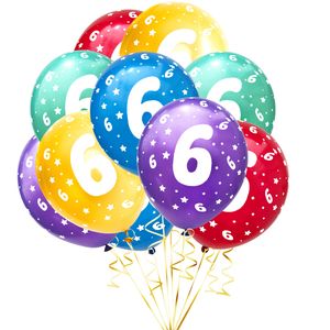 Oblique Unique Luftballon Set Zahl 6 für 6. Geburtstag Kindergeburtstag Party 10 Deko Ballons Geburtstagsdeko bunt