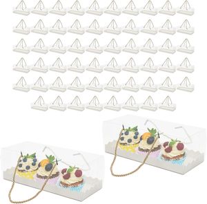 Klare Kuchenbox, Kleine Verpackungsboxen mit 60 Stück, Rechteckige Cupcake-Box für Kleine Brote, Donuts