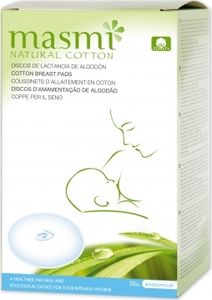 Masmi Natural Cotton Wkładki laktacyjne z bawełny organicznej, 30 sztuk