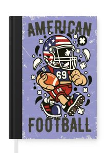 MuchoWow® Notizbuch Tagebuch Haushaltsbuch Notebook A5 American Football - Lila - Vintage - Notizblock - Notizheft - Notebook - Schreibblock - Papier