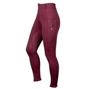 Royal Horsemen Reitleggings Damen und Mädchen, Highwaist mit Silikon Vollbesatz in Herz-Form, tiefe Handytaschen & Gürtelschlaufe - BlackBerry / M