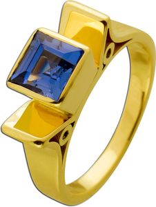 Saphir Solitärring blau Gelbgold 585 14 Gold 1,60ct. Carree Schliff 17