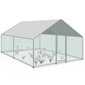 Yakimz 3x2x2m Hühnerstall Tiergehege Freilaufgehege Tierlaufstall mit PE-Schattendach, Verzinkter Stahlrahmen, Außenzaun Verwendet für Hühner, Geflügelställe, Kleintiere
