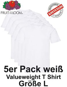 5er Pack Fruit of the Loom Valueweight T Shirt weiß S M L XL 2XL 3XL L