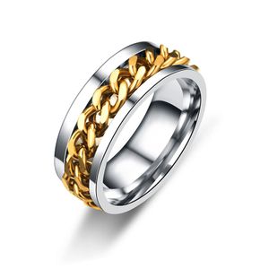 INF Anti-Stress-Ring mit drehbarer Kette Gold Size 10