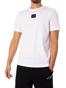 HUGO Diragolino-Kasten-Logo-T-Shirt, Weiß S