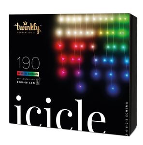 TWINKLY TWI190SPP-TEU Vonkajšie dekoratívne osvetlenie, reťaz cencúľ, 190 RGBW LED svetiel, celková dĺžka 5 m (5×0,7m), Bluetooth, WiFi, vodeodolnosť IP44