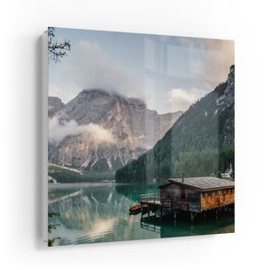 DEQORI Schlüsselkasten Glasfront weiß rechts 30x30 cm 'Pragser Wildsee im Sommer' Box