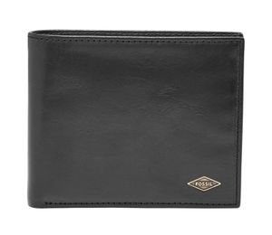 FOSSIL Leder Geldbörse Ryan Large Coin Pocket Bifold Black schwarz