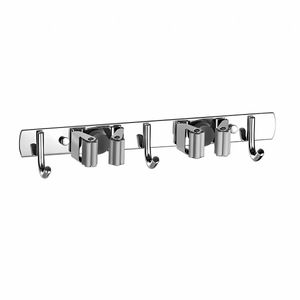 Besenhalterung Gerätehalter Wandhaken für Küche Bad, Ausführung:3 Haken + 2 Clips