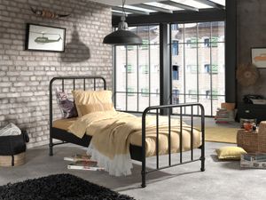 Kovová posteľ Vipack BRONXX v matnej čiernej farbe Cool Look, plocha na spanie 90 x 200 cm