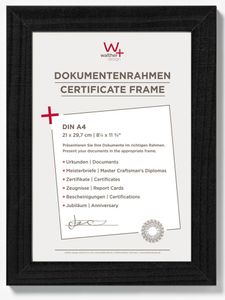 Drevený rám Walther Home čierny 21x29,7 cm Rám na certifikát DIN A4