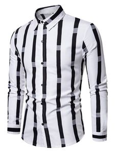 Herren Hemden Button Down Bluse Regular Fit Tshirts Casual Stripe Tops Freizeithemd Weiß,Größe M
