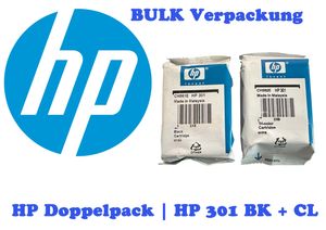 2er SET original HP 301 Black + HP 301 | HP N9J72AE Color für DESKJET 1000 1510 | HP Doppelpack | BULK Verpackung