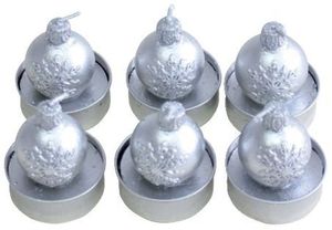Teelichter Weihnachten 'Kugel mit Schneeflocke' - silber, 6 Stück