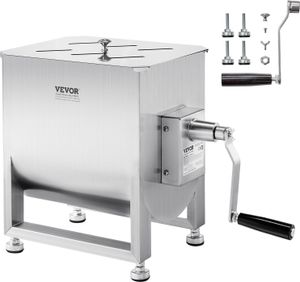 VEVOR ruční mixér na maso 60 l (maximální mixování 27,2 kg masa), nerezový mixér na maso, mixér na klobásy s redukčním převodem, ruční mixér na mleté maso