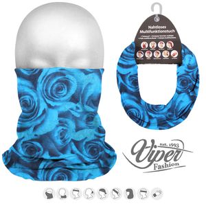 Multifunktionstuch 9 - Gesichtsmaske Schlauchschal Mund Nase Maske Halstuch Blau Rosen