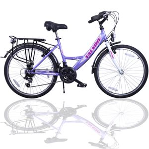 24 Zoll Fahrrad Shimano 21 Gang Mädchenfahrrad Lila mit Beleuchtung 790