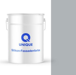 Q UNIQUE Fassadenfarbe – Premium Silikonharz-Fassadenfarbe für Außen, wetterfest, 10L, Hellgrau-blau