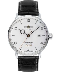 Zeppelin Herren Automatik Armbanduhr mit Handgenähtem Kalbsleder Made in Germany - Hindenburg LZ129 80621