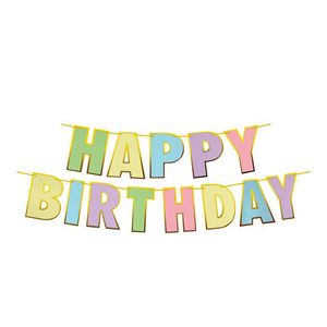 4x Papiergirlanden Geburtstag HAPPY BIRTHDAY bunt 16 x 20 cm Buchstaben + 5m Band