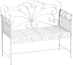 Outsunny 2-Sitzer Gartenbank robust, Parkbank rostfrei Sitzbank Bank Gartenmöbel 107cm x 55,5cm x 90,5cm, Weiß
