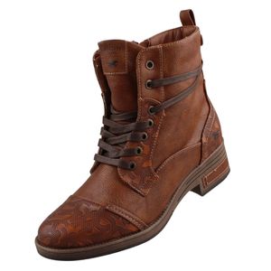 Mustang Damen Boot Stiefelette Prägemuster 7-Loch-Schnürung 1293-501, Größe:39 EU, Farbe:Braun