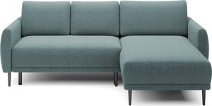 DomoHome ECKSOFA BONO Štýlová pohovka s funkciou spania, Moderný dizajn, Robustné drevené nožičky, Elegantné podrúčky, Hlboký sedák 226x164x88cm, Pravá strana svetlo modrá