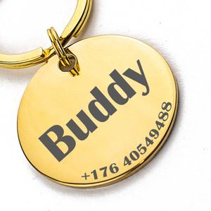 Personalisierte Marke aus Edelstahl mit Gravur , Rund , Gold – Gold / Mittel - 30mm