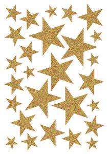HERMA Vianočné samolepky MAGIC "Stars gold" trblietavé 1 list 26 samolepiek