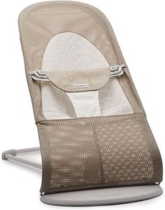 BABYBJÖRN Babywippe Balance Soft Mesh Grau beige Weiß mit hellgrauem Rahmen