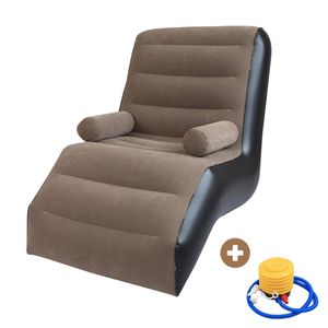 Fleau Home Aufblasbarer Stuhl – ergonomisches Design – mit Armlehne – S-förmiges Design – Lounge – aufblasbar – Schaukelstuhl – Airbag – Sitzsack – inklusive Luftpumpe – Braun