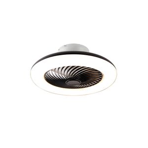 QAZQA - Design Deckenventilator mit beleuchtung schwarz inkl. LED mit Fernbedienung - Clima Dimmer I Dimmbar I Wohnzimmer I Schlafzimmer - Kunststoff Rund - I (nicht austauschbare) LED