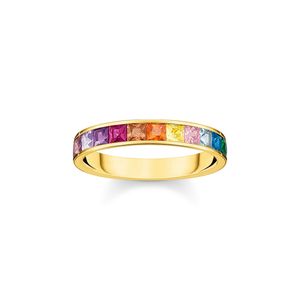 Thomas Sabo TR2403-996-7 Ring Damen Bunte Steine Regenbogen Silber Gold Gr. 60