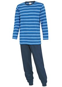 KB Herren Schlafanzug Pyjama Nachtwäsche 100% Baumwolle blau langarm lange Hose Größe XL