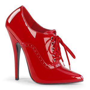 DOMINA-460 elegantní Devious High Heels Oxford Pumps červený lak se šněrováním vpředu