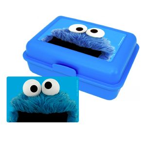 Sesamstraße Brotdose - Krümelmonster Lunchbox Butterbrotdose mit Trennwand Cookie Monster Blau
